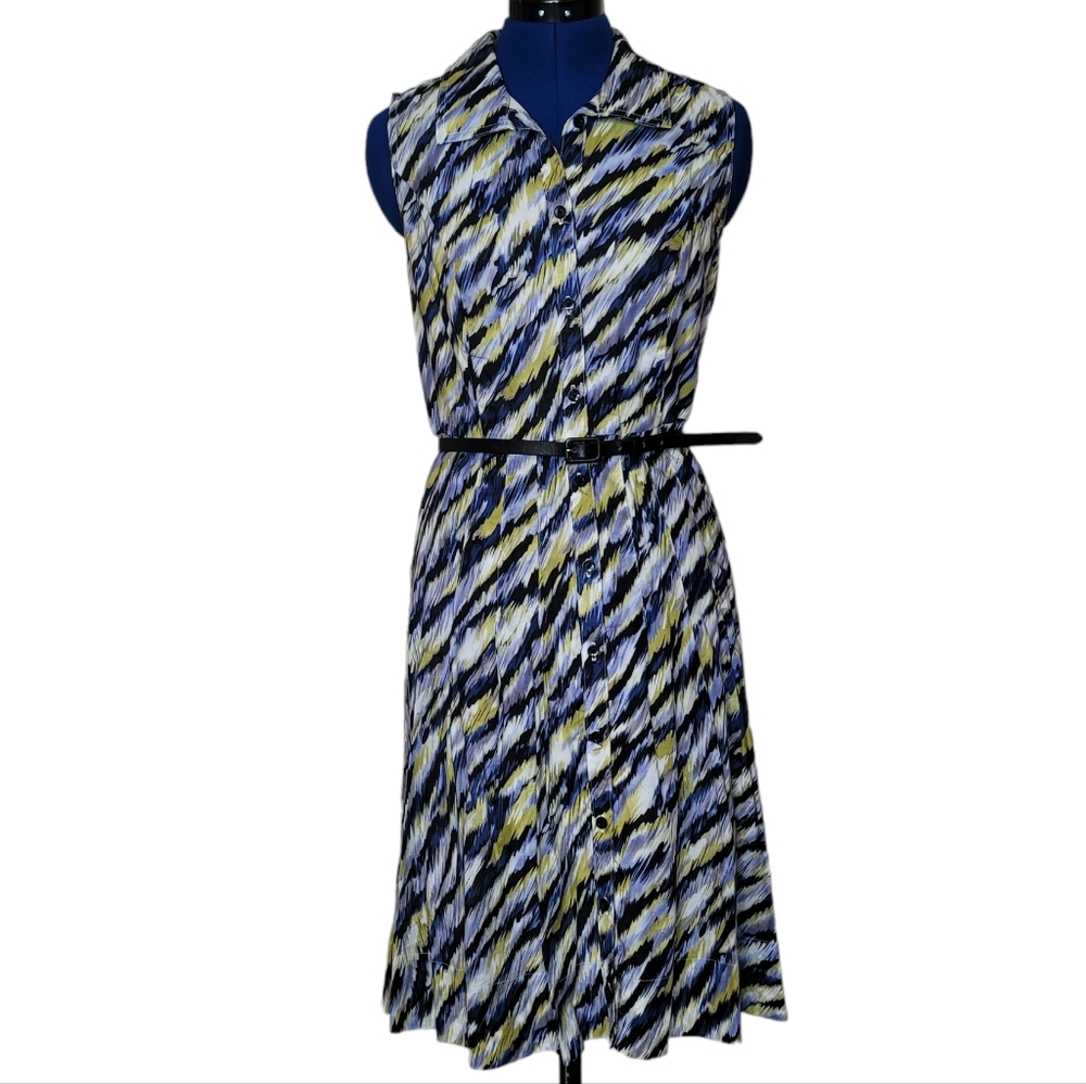 Alfani Multicolored Collared Button Front Striped… - image 1